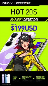 16 reactions | Hot 20s el primer teléfono para juegos con licencia oficial de Free Fire. Llegó la Navidad y con ella el nuevo Hot 20s, vé hoy por el tuyo y empieza a descubrir sus increíbles caractarísticas Pantalla 6.78" 120Hz FHD+ | Helio G96 | ROM 128GB RAM 8+5GB Consíguelo desde $199! 螺 Para más información visita: https://bit.ly/3VgThCd #InfinixFreeFire #JuegaMásRapido #FreeFireEcuador #FreeFireLatam #Booyah | Infinix Mobile | Facebook