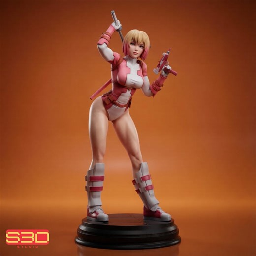 Pink Comic Mercenary STL | 3D Printable Figure | Resin Printer Model | 1:6 Scale STL File - Etsy