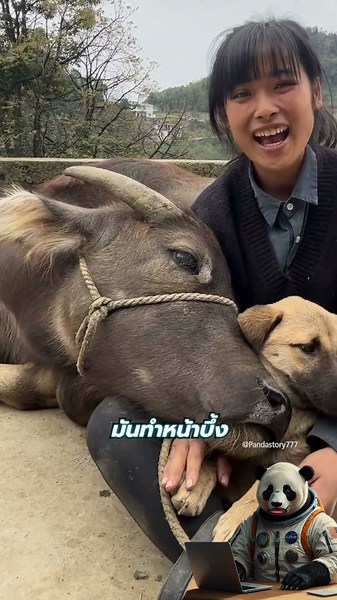 เพื่อนซี้ที่สุดในโลก… แต่เป็นวัว #funny #cute #animals #games #panda #pets