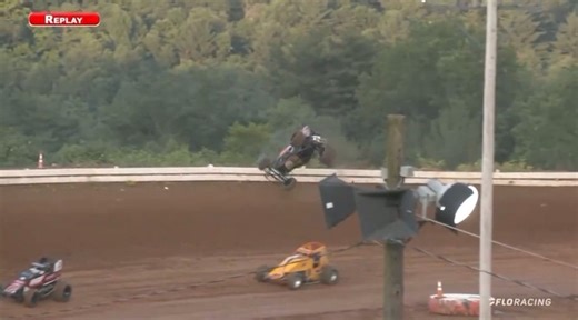 An absolutely brutal ride for Jadon Rogers in tonight’s first heat with the USAC AMSOIL National Sprint Cars at Big Diamond Speedway. Jadon was able to climb out of the car under his own power. | USAC Racing