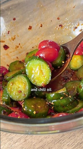 This Asian Cucumber Tomato salad is so easy to make! So good!