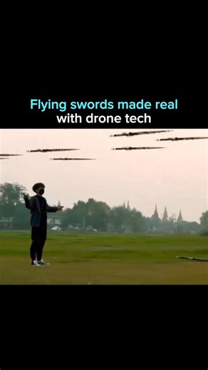 Ai | Robotics | Tech | next evolution on Instagram: "A creator in China built real “flying swords” by attaching blades to gesture-controlled drones that move like fantasy weapons. ⚔️🤖 Developed in China, the system uses small quadcopters paired with motion-tracking sensors. When the user moves their hand, the drone interprets the gesture and instantly changes direction, altitude, or speed. The swords are lightweight replicas, but the flying behavior is fully real—showing how precise modern dron