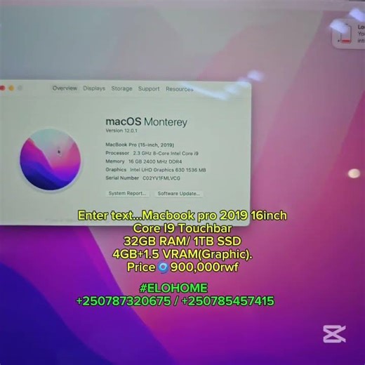 Macbook pro 2019 I9 in ELOHOME/kigali #ELOHOMELaptops#BestPriceLaptopsRwanda#AffordableLaptopsRwanda