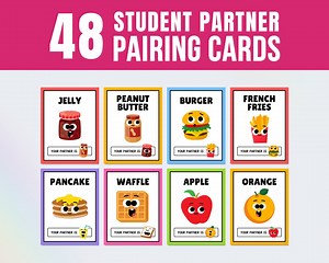 Classroom Partner Pairing Cards, Student Partner Cards for Classroom, Class Partner Matching Cards, Printable Student Pairing Cards for Kids - Etsy