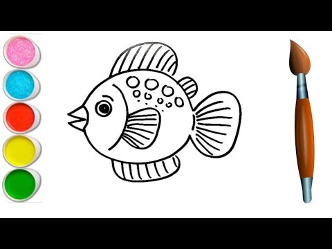Fish drawing step by step for beginners | Coloring Painting &Toddlers | Fish for kids #fish #art |