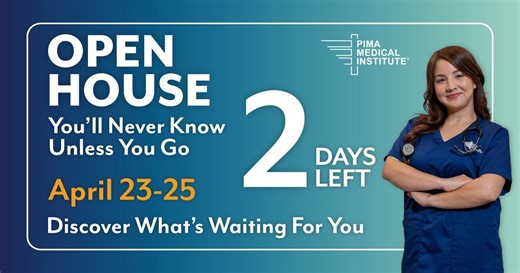 8.8K views | In just 2 days you can change your life! Join us at our Open House to learn about our healthcare programs, tour a campus and more. You'll never know unless you go! Save your spot now. #OpenHouse #PimaMedical #HealthcareCareers https://ow.ly/lyMy50RkMRS | Pima Medical Institute | Facebook