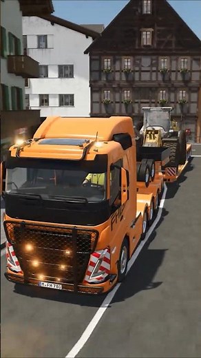HEAVY TRANSPORT THROUGH NARROW TOWN STREETS! ⚠️🚨 | Farming Simulator 25 #shorts #farmingsimulator