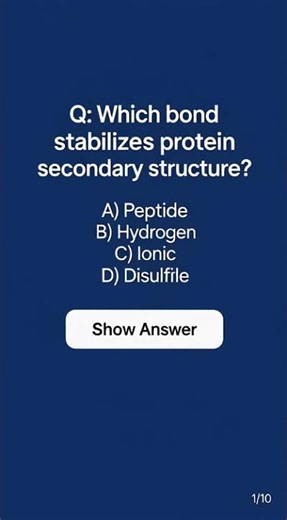 🔬 Which Bond Stabilizes Protein Secondary Structure? | Biochemistry MCQ Quiz #basicsteps