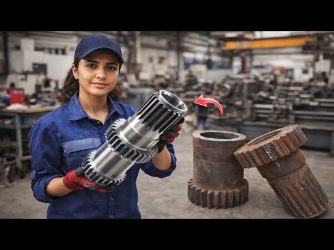 Broken Gear Shaft Repair | From Damaged to Brand New! Full Restoration Process in Workshop 🔧🔥