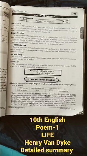 10th English Book/poem/Life/Detailed summary/notes