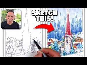 Line & Wash Winter Scene Tutorial — Perfect for Christmas Cards