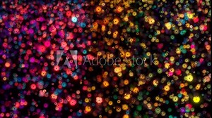 Glowing Multicolour Flower Falling Animation On Black Background, Romantic Flower Particle Falling. Flower Made With Particle Moving Around Air On Dark Background, Romantic Flower Falling Animation Stock Video