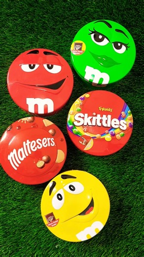 Mystery Candy Tins ASMR Skittles and M&M's #satisfying #asmr #chocolate #asmrsounds #asmrcandy