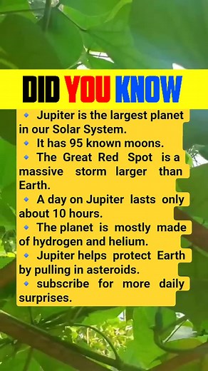 Jupiter is the largest planet in our Solar System. #facts #DidYouKnow | General Knowledge | Facebook