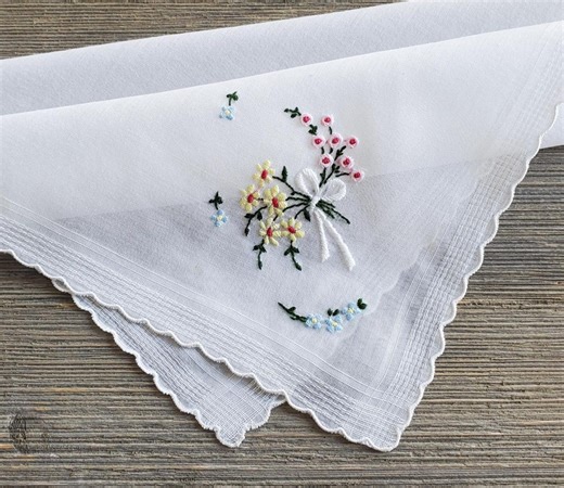 Colorful Floral Embroidered Hankie, Blue Forget-me-nots, Vintage Handkerchief - Etsy
