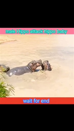 Baby Hippo Fights For Survival While Being Attacked #trending #shorts #animals #hippo #viral