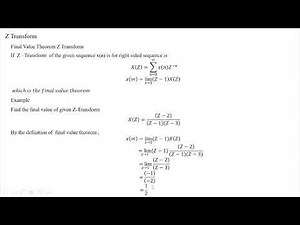 23 Final value theorem Example in Z transform