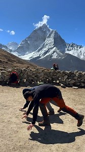 The beautiful view of Ama Dablam and little bit fun time during Everest Base Camp Trek. #ebctrek #travelnepal #mountains | 📍Dingboche Village, Nepal Trek 2026 | Damu Mainali