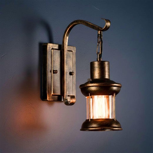 Vintage Iron Lantern Wall Sconce -industrial Rustic Indoor Lamp - Etsy