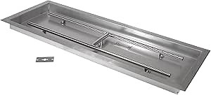 Celestial 36" x 12" Drop-in Fire Pit Pan w/Burner, Stainless Steel, 165,000 BTU, Natural Gas or Propane, for Easy Installation in DIY Outdoor Gas Fire Pits