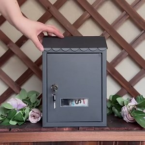 Modern Locking Mailbox Wall Mount,Galvanized Steel Mailbox with Key Lock,Security Key Drop Box for House & Office,11.8" H (Black B)