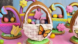 What would you fill these beautiful Easter Basket Cookies with? RECIPE AND TOOLS https://www.hanielas.com/3d-easter-basket-cookies/ 3D Easter Egg Cookie by SweetAmbs https://www.facebook.com/SweetAmbsCookies/videos/660827781018629/ | Haniela's