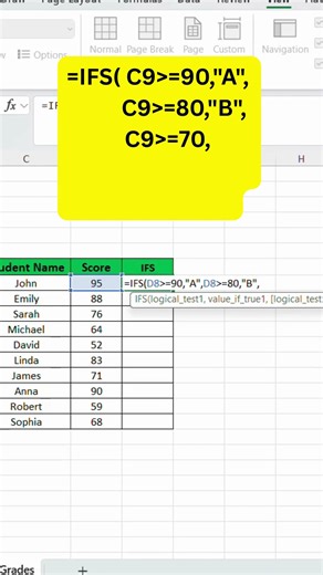 One Excel Formula Instead of 5 IFs (IFS Explained) #exceltips #excelshortcuts