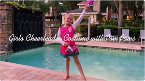 Watch Pink Girl Cheerleader Costume with Pom Poms on Amazon Live