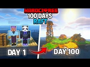 I Survived 100 Days on a Raft in Minecraft Hardcore (🌊 Ocean Survival Challenge)