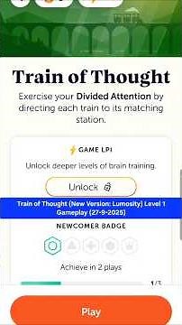 Train Of Thought (Lumosity: New Version) Level 1 Gameplay (27-9-2025) #shorts