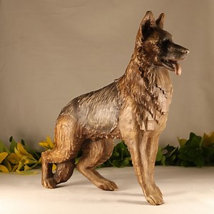 German Shepherd Statue: Wood Mini Dog Figurine Sculpture, Dogs Decor Carved - Etsy