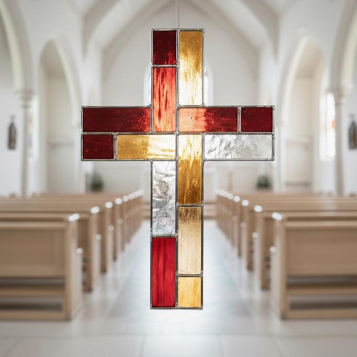 Christian Cross Stained Glass Pattern , Religious PDF-PNG Suncatcher Template - Etsy
