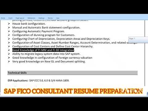 SAP FICO CONSULTANT RESUME PREPARATION For interview