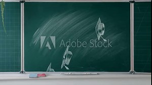 Throwing up graduation caps. Animated illustration on the blackboard. Congratulations graduates.