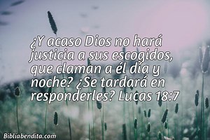 Explicación Lucas 18:7. '¿Y acaso Dios no hará justicia a sus escogidos, que claman a él día y noche? ¿Se tardará en responderles?' - BibliaBendita