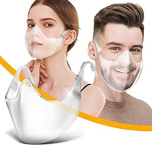 BWK Clear Face Mask (2 pack) | transparent face mask | See Through Face Mask | Anti-Fog | Breathable | Durable | Comfortable and Reusable | Protects Makeup for Adults
