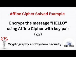 Affine Cipher | Encrypt the message "HELLO" using Affine Cipher with key pair (7,2)