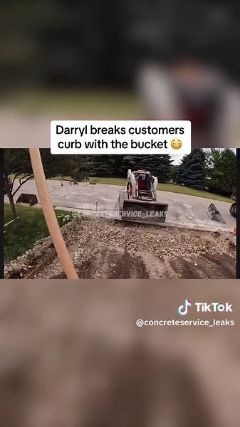 Darryl chips the curb with the skid steer and ryan wasn’t happy #fyp #xybcaa #concrete #youtube