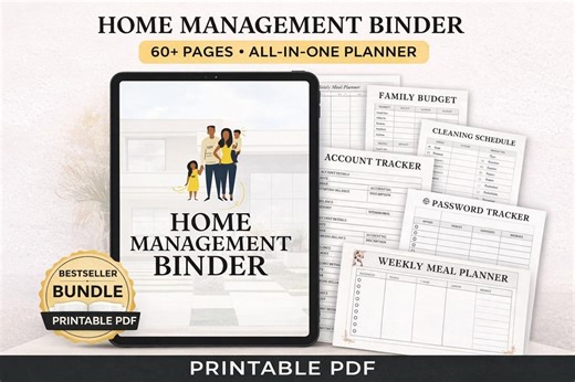 Home Management Binder Printable, 60+ Pages All-in-one Planner, Household Organizer, Budget, Meal, Cleaning, Life Planner PDF - Etsy