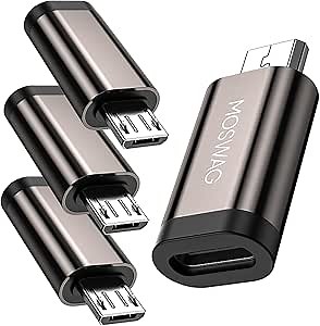 MOSWAG USB C to Micro USB Adapter(4 Pack), USB Type C Female to Micro USB Male Converter USB C to Micro Charge & Data Sync Compatible with Samsung Galaxy S7 Edge S6 (Brown)