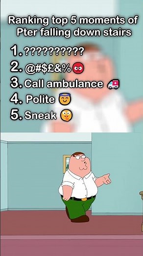 Ranking Top 5 Moments Of Peter Fall Down On Stairs #familyguy #petergriffin #stewiegriffin #cartoon