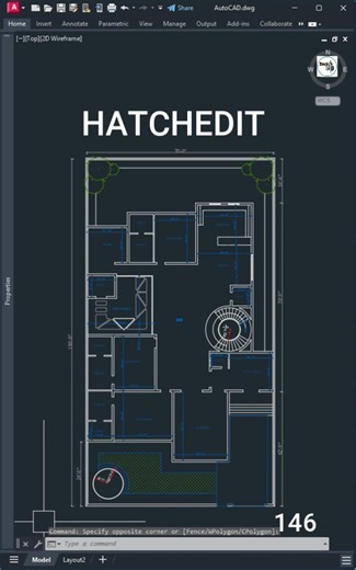 AutoCAD HATCH EDIT #sketchuphindishorts #autocadshorts #shorts
