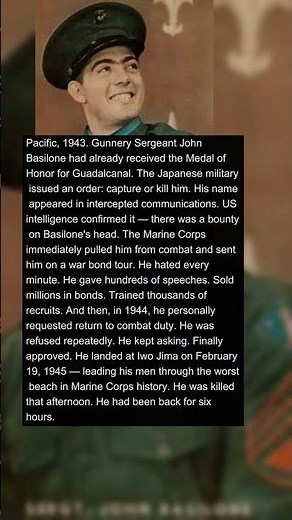 John Basilone Medal of Honor Marines Iwo Jima 1945 Guadalcanal World War 2