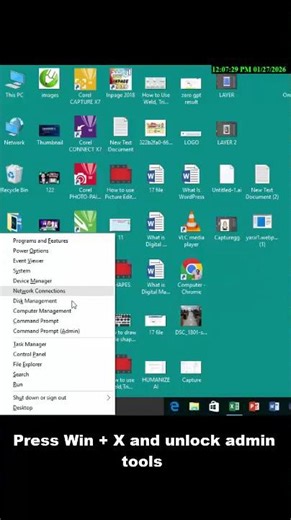 Press Win + X and Unlock Admin Tools