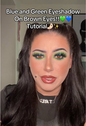 Blue and Green Eyeshadow Tutorial for Brown Eyes