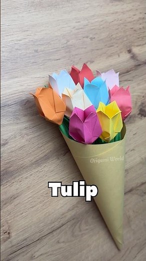 EASY ORIGAMI TULIP BOUQUET TUTORIAL | HOW TO MAKE FLOWERS FROM PAPER STEP BY STEP | DIY GIFT FLOWERS