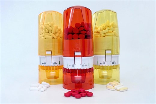 Cleverly Designed Pill-Bottle With Gumball Mechanism Will Dispense a Single Pill Every Time You Press Down - Yanko Design
