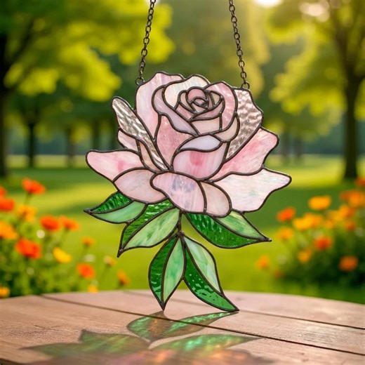 Garden Rose Stained Glass Pattern – Flower Suncatcher, Art Decor (pdf Svg Png) - Etsy