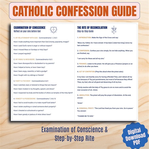 Catholic Confession Guide Printable: Examination of Conscience for Kids & Teens PDF (Digital Download) - Etsy Sverige