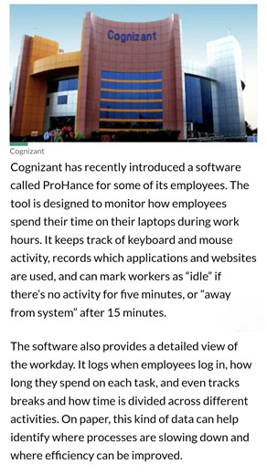 Cognizant - ProHance for some of its employees. to Track #itemployees #software #job #shorts
